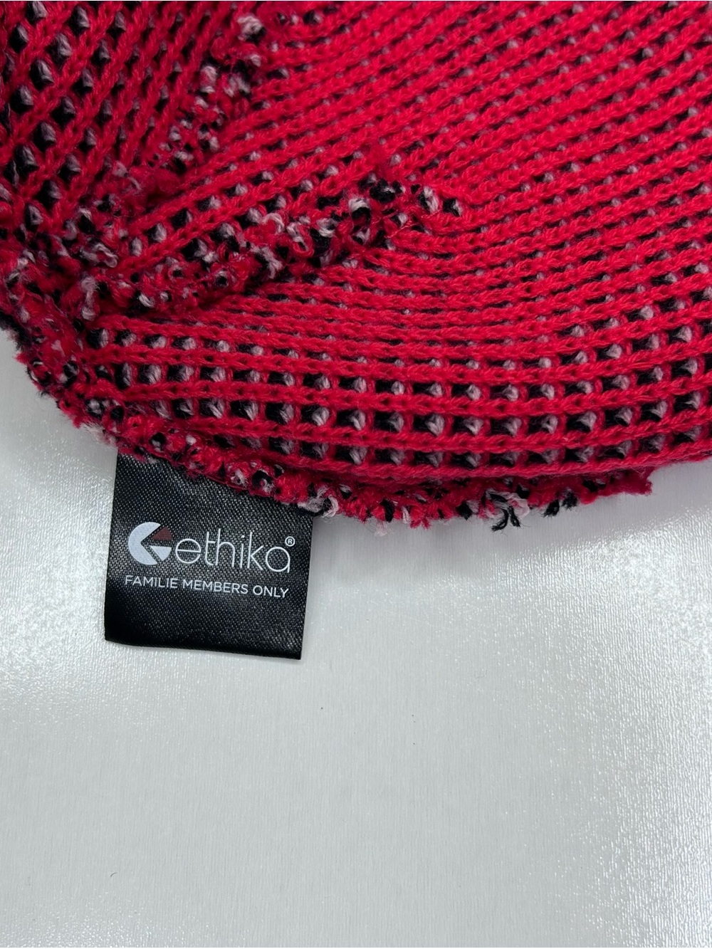 Ethika Red Black Knit Beanie Waffle Cuffed Streetwear Hat NWOT - Picture 5 of 7